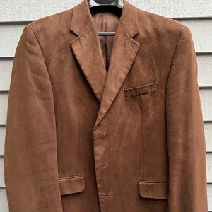 Chaps Soft, Brushed-Polyester 46L Blazer 3-Btn/Chocolate Brown Sportcoat Jacket